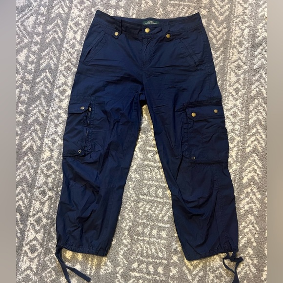 Lauren Ralph Lauren green label Navy Cargo Pants with Drawstring size 8 (P235) - Picture 1 of 9
